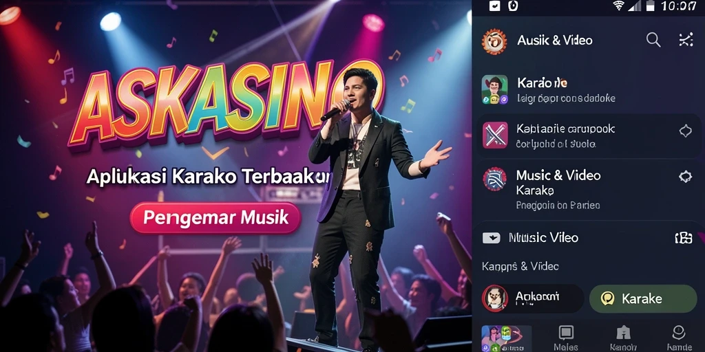 Tampilan antarmuka utama ASKASINO dengan fitur karaoke lengkap.