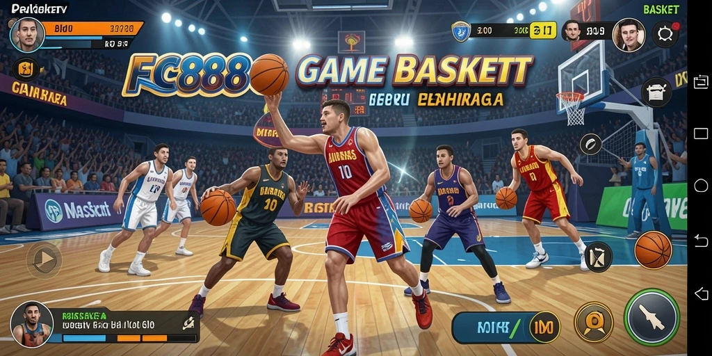 Antarmuka FC888 yang menarik dengan elemen game Basket.