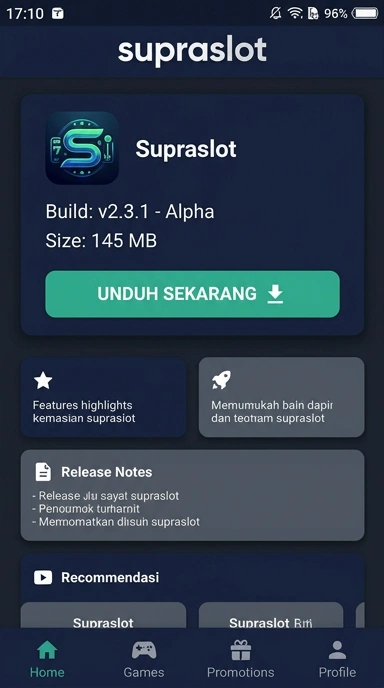 Tampilan halaman APK supraslot