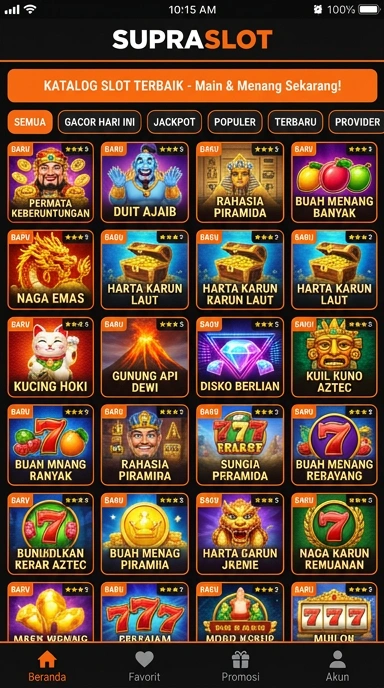 Tampilan katalog aplikasi supraslot