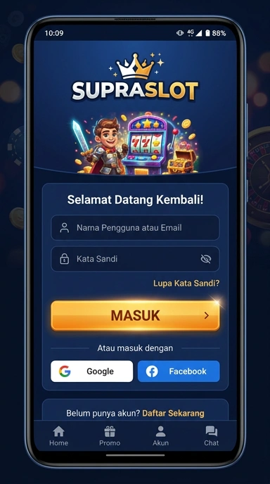 Tampilan halaman login supraslot